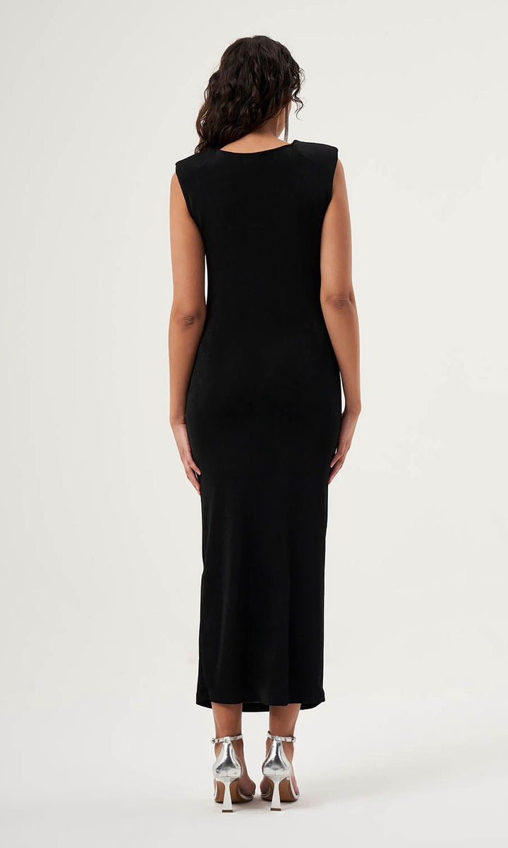  Mizalle MZL Sleeveless Gathered - Timeless Black Dress - Black - Bonton