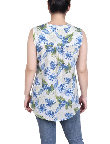 Sleeveless Pintucked Blouse