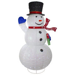 LED Lighted Iridescent Twinkling Snowman Outdoor Christmas Decoration - 71"