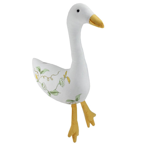 Plush Floral Goose Decoration - 16" - White and Yellow