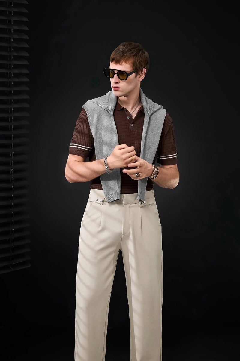  Barocco Kingsley Side-Tab Trousers TAUPE - TAUPE - Bonton