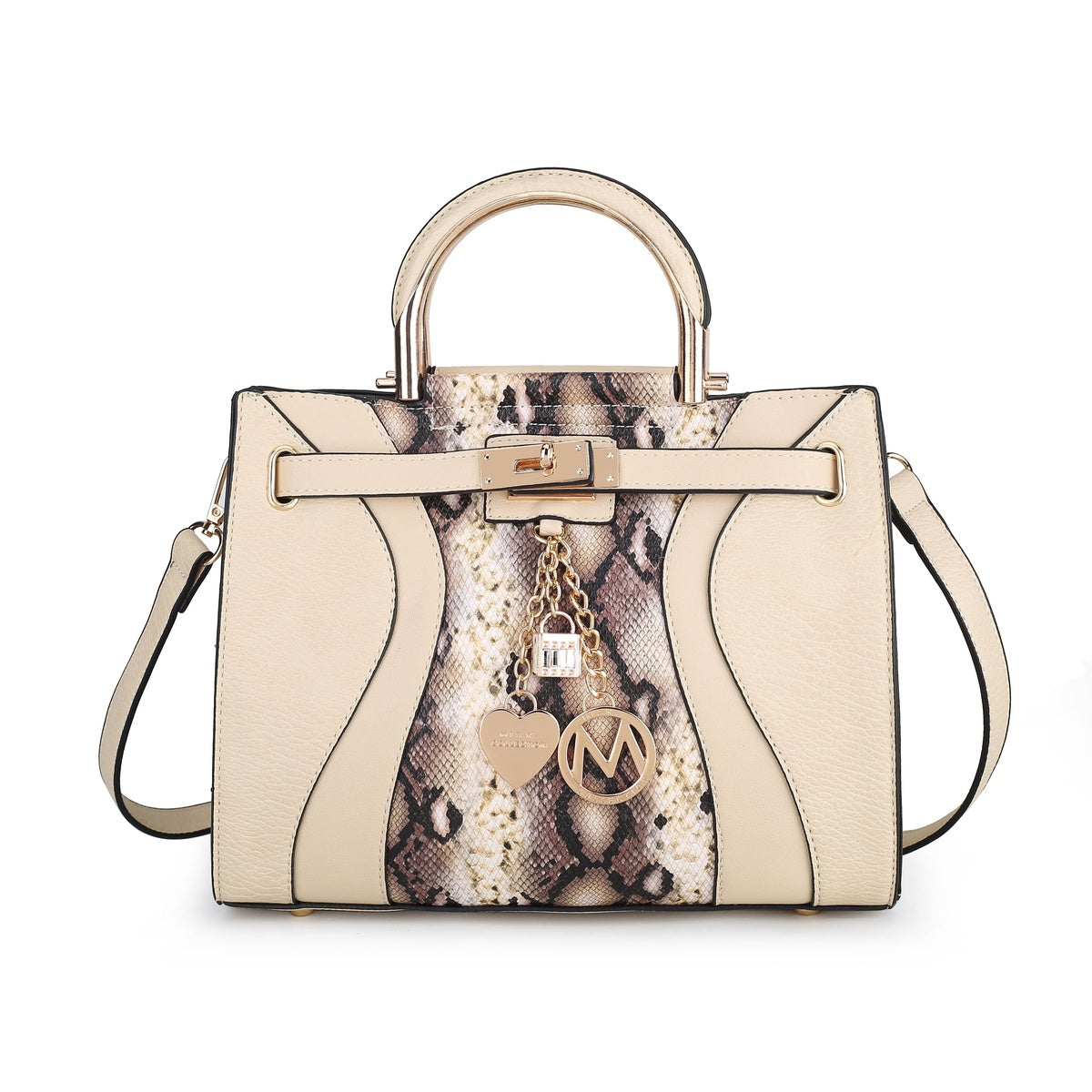  MKF Collection Cassia Snake Embossed Vegan Leather Womens Satchel Handbag - Snake Black - Bonton