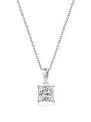 Princess Cut Solitaire Bezel Set Pendant Small Finished in Pure Platinum