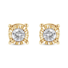 10K Yellow Gold Over .925 Sterling Silver 1/5 Cttw Round Near Colorless Diamond Miracle-Set Stud Earrings (J-K Color, I2-I3 Clarity)