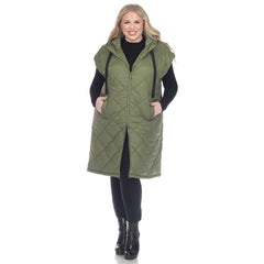 Plus Size Diamond Quilted Hooded Puffer Vest