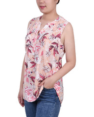 Petite Sleeveless Pintucked Blouse