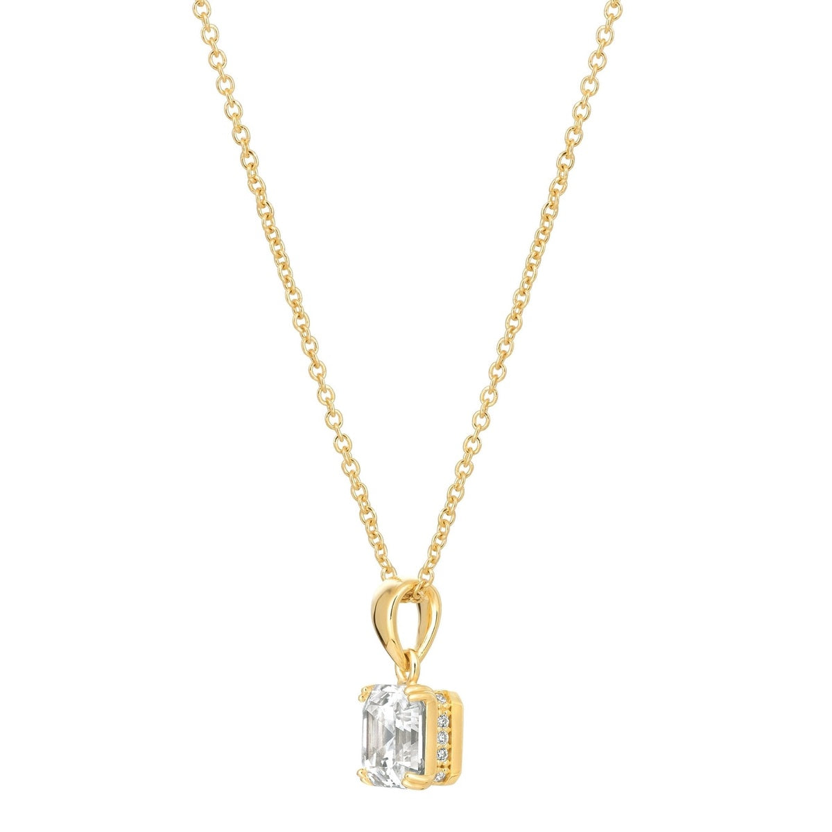  CRISLU Royal Asscher Cut Pendant Necklace Finished in 18kt Yellow Gold - 18kt Yellow Gold - Bonton