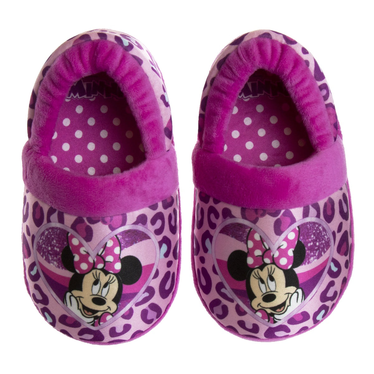  Josmo Disney Minnie Mouse Girls Dual Sizes Nylex Fabric Slippers - Hot Pink/Purple, Size: 9-10 - 6-May - Bonton