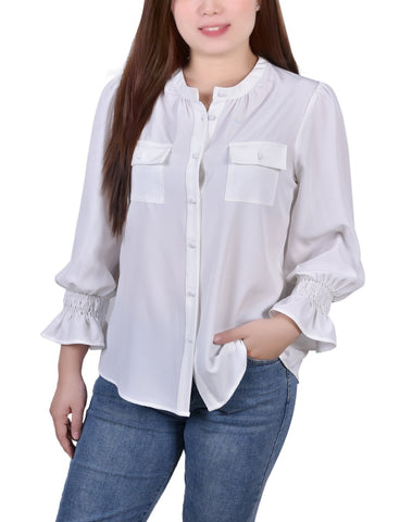 Long Sleeve Y Neck Blouse