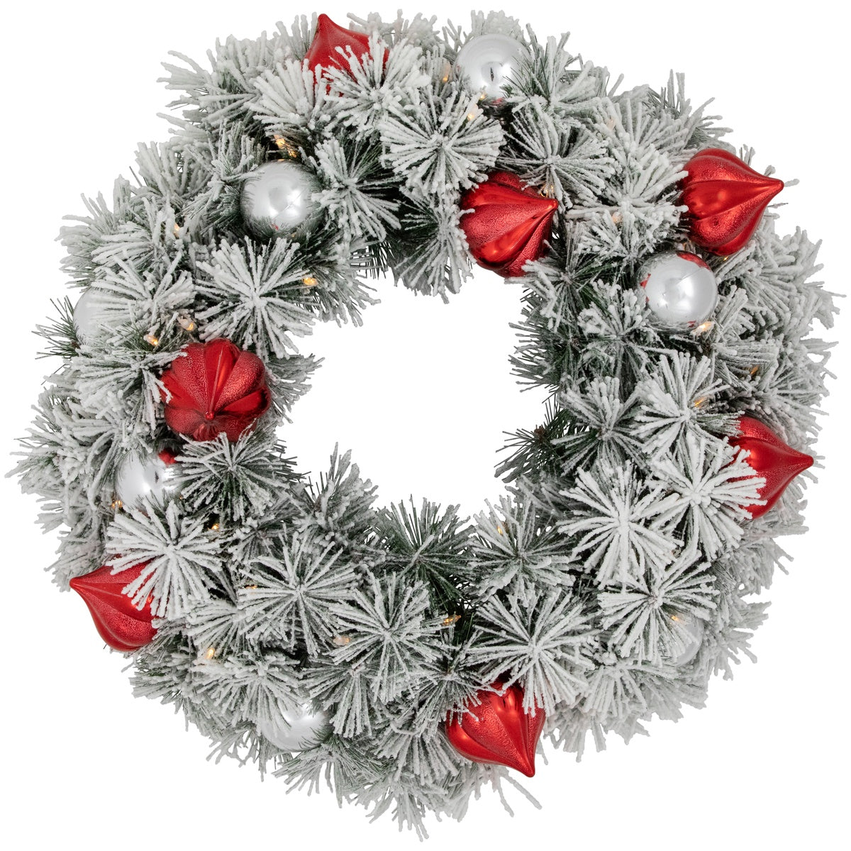  Northlight Pre-Lit Battery Operated Snowy Bristle Pine Christmas Wreath - 24