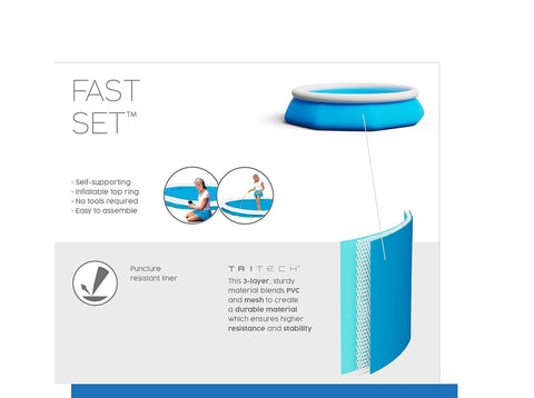 10ft Round Inflatable Easy Set Kids Swimming Pool With Filter Pump