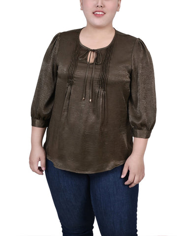 Plus Size Elbow Sleeve Satin Blouse