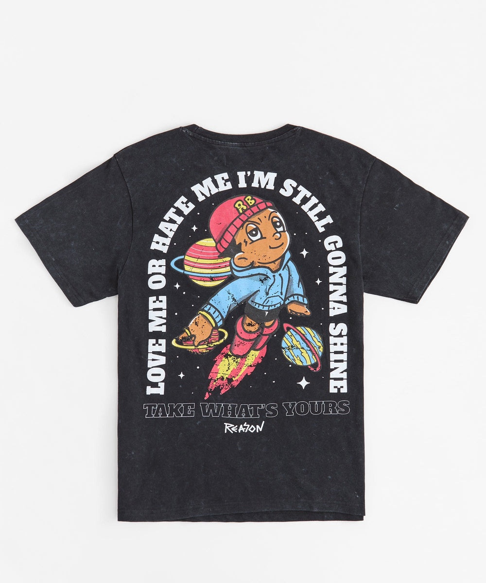  Reason Clothing Take What's Yours Embroidered Short Sleeve Tee - Charcoal - CHARCOAL - Bonton