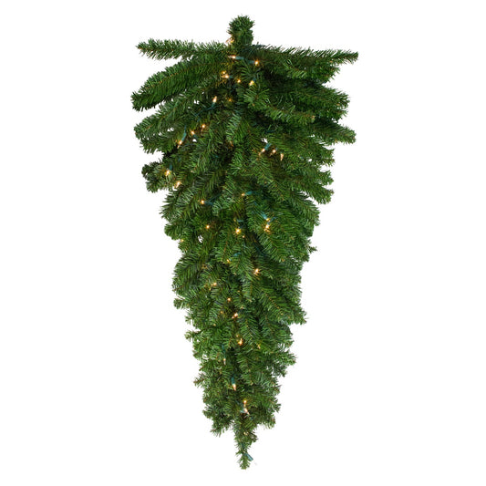 Pre-Lit Canadian Pine Artificial Christmas Teardrop Door Swag - 42" - Clear Lights