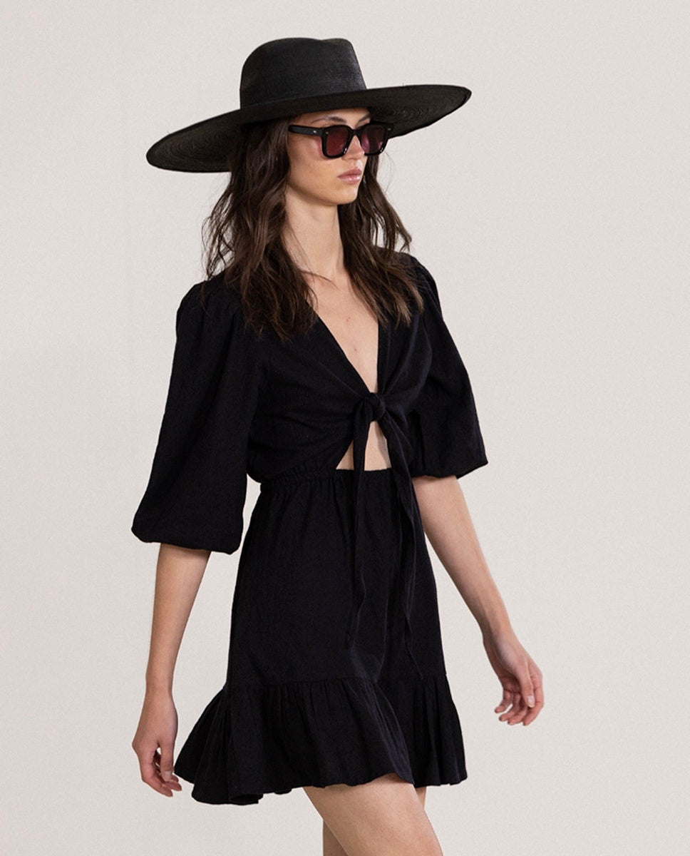  Gottex Beach Life Front Tie V-Neck Cover Up Dress - GOTTEX BEACH LIFE BLACK - Bonton