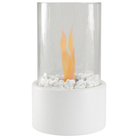 Bio Ethanol Round Portable Fireplace With Base - 10.5" - White