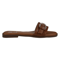 Women's Kenna Natural Embellished Buckle Flat Sandals