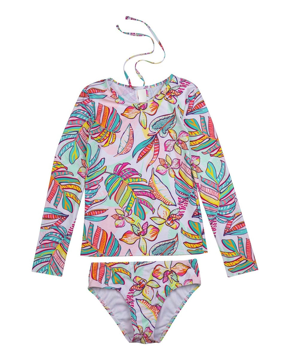 Gottex Kids Palm Island Long Sleeve Rash Guard Top and Bikini Bottom - GOTTEX KIDS PALM ISLAND - Bonton