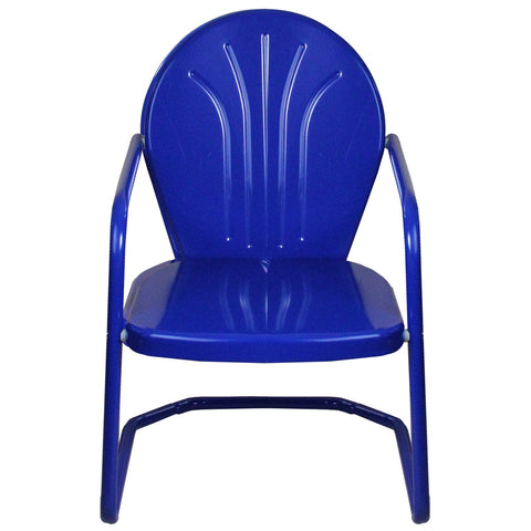34-Inch Outdoor Retro Tulip Steel Armchair  Blue