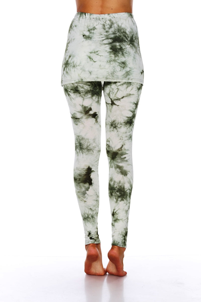  White Mark Tie Dye Skirted Leggings - S - Bonton