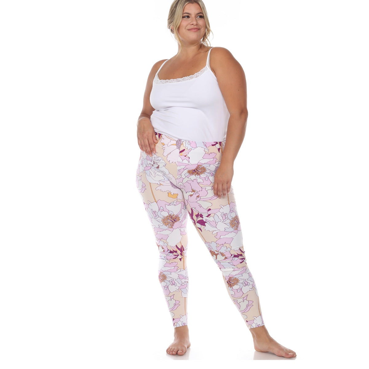  White Mark Plus Size Super Soft Tropical Printed Leggings - one size - Bonton