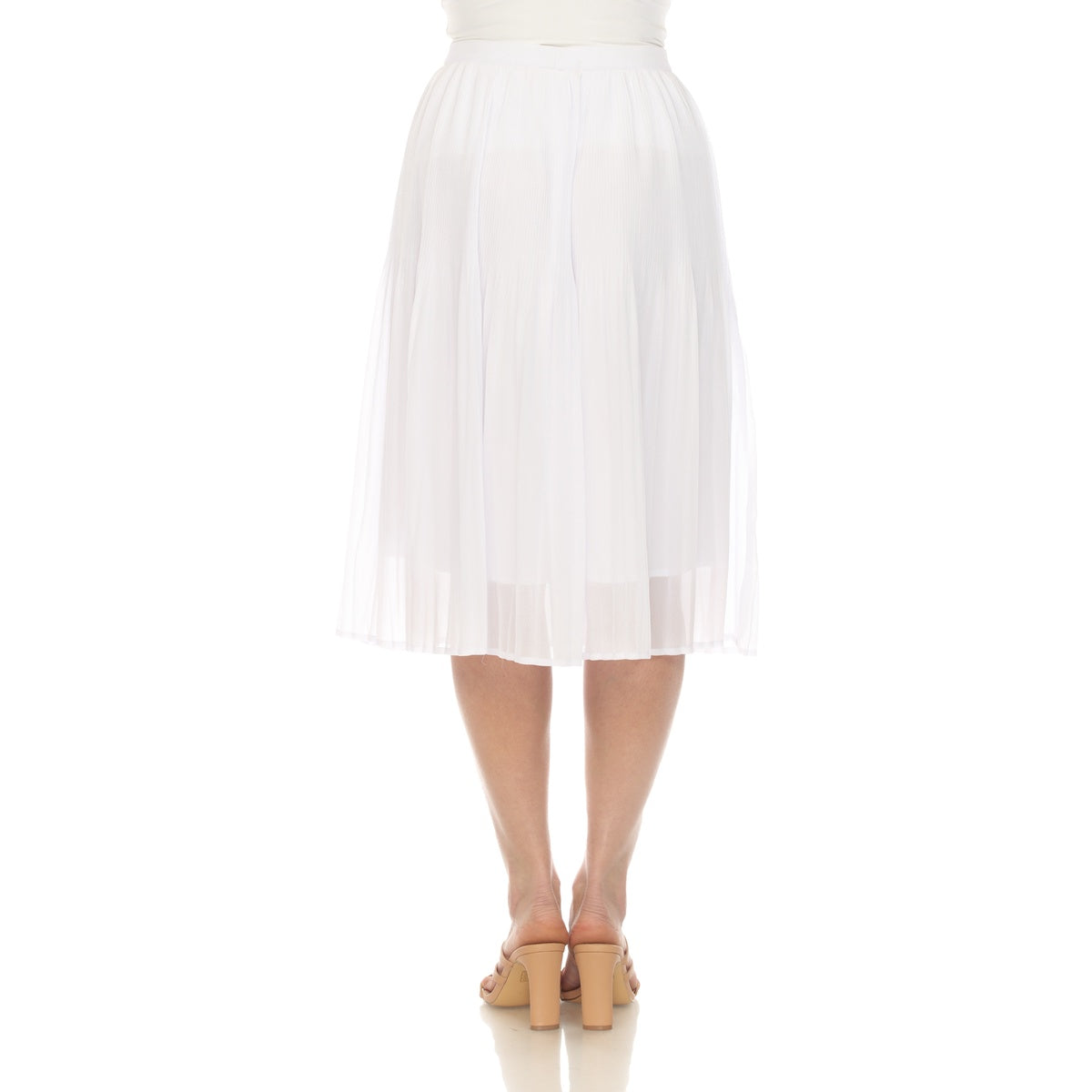  White Mark Women's Chiffon Pleated Midi Skirt - S - Bonton