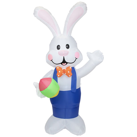 Inflatable Lighted Standing Easter Bunny With Egg Outdoor Decoration - 7'