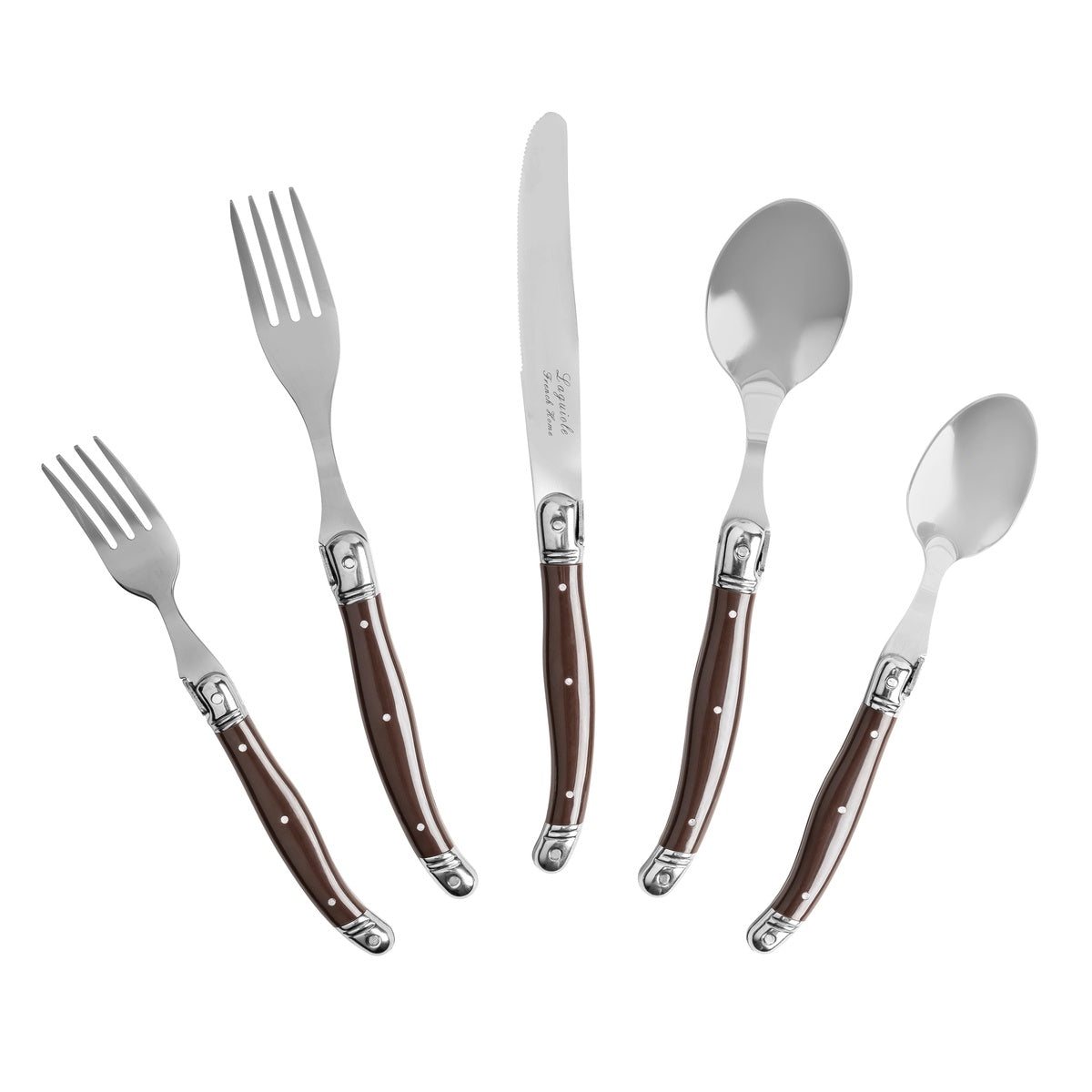  French Home 20-Piece Laguiole Flatware Set, Service for 4, Chocolate Brown - Default Title - Bonton