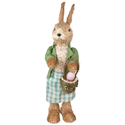 20.25" Easter Bunny Rabbit Spring Figure With Egg Basket