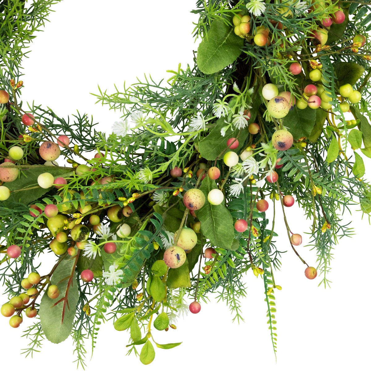  Northlight Berry and Crabapple Fern Foliage Spring Wreath - 22