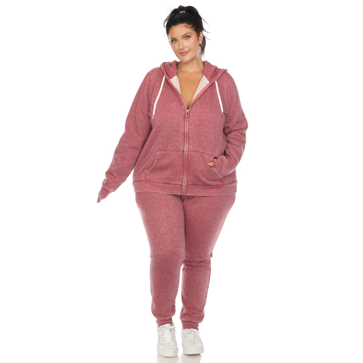  White Mark Plus Size Burnout Jogger Set - 1X - Bonton