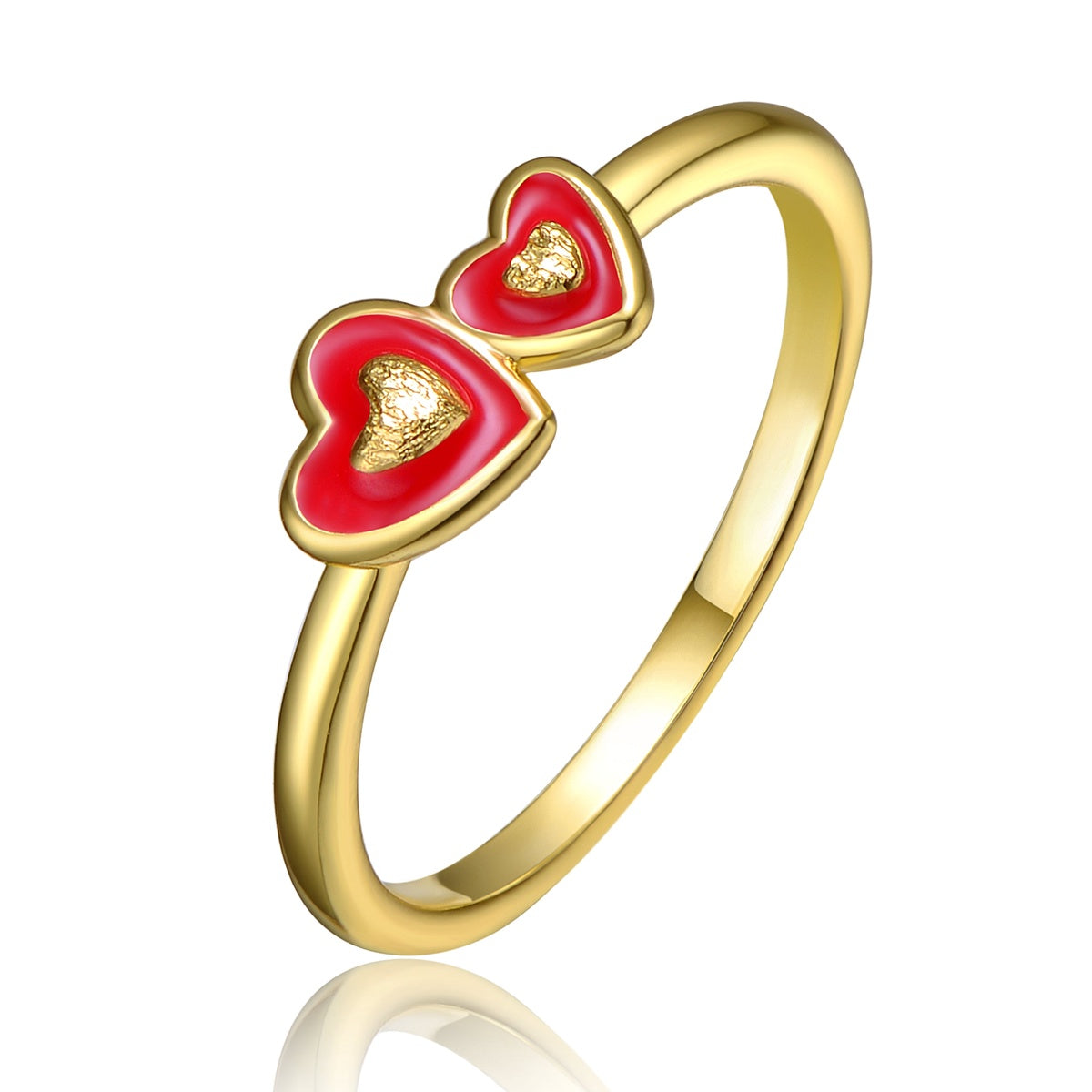  GigiGirl Kid’s 14K Gold Plated Double Heart Stack Ring - 4 - Bonton