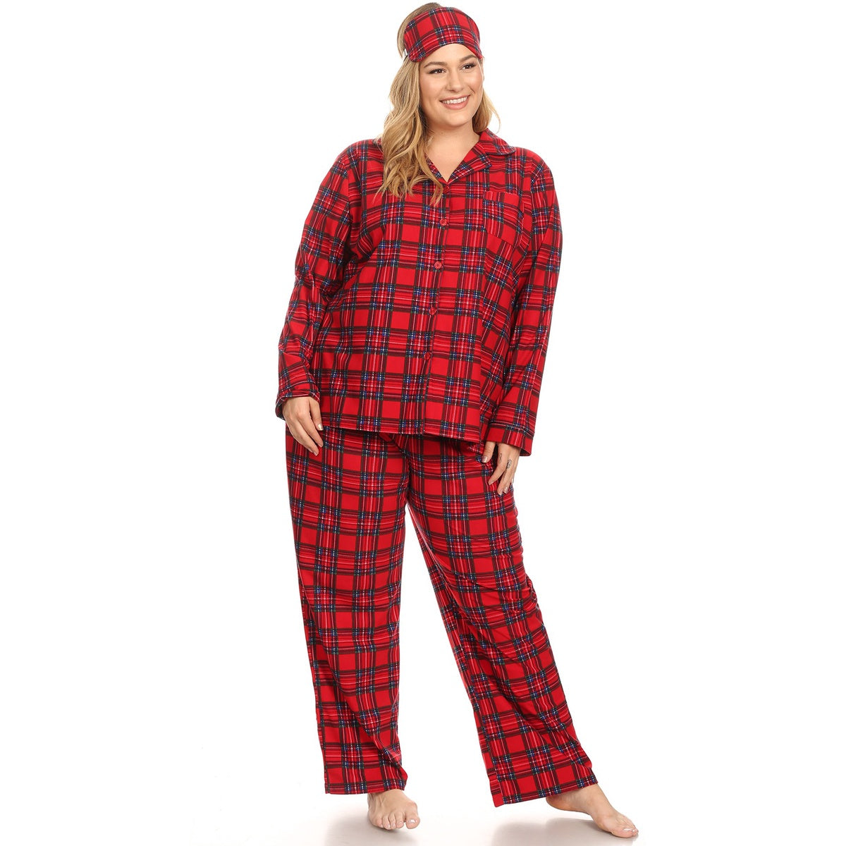  White Mark Plus Size Three-Piece Pajama Set - 1X - Bonton