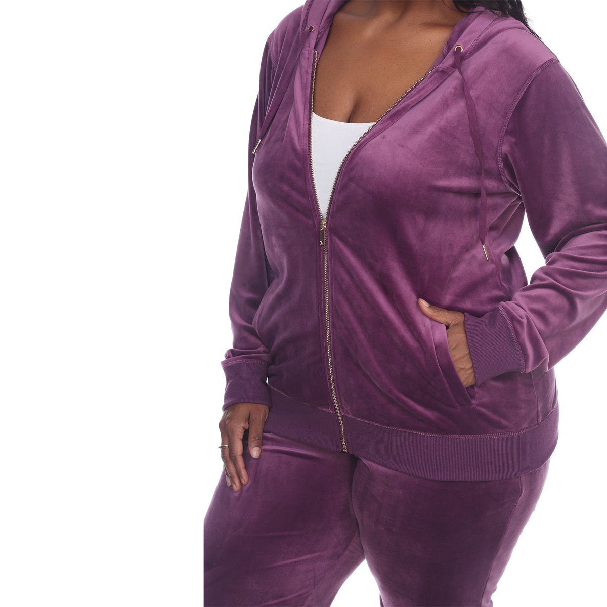  White Mark Plus Size 2 Piece Velour Tracksuit Set - 1X - Bonton