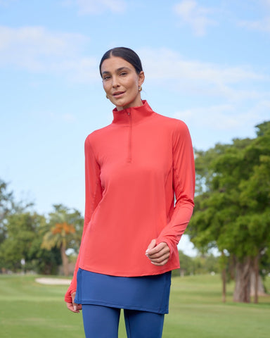 WOMEN'S RELAXED MOCK ZIP TOP (3002)