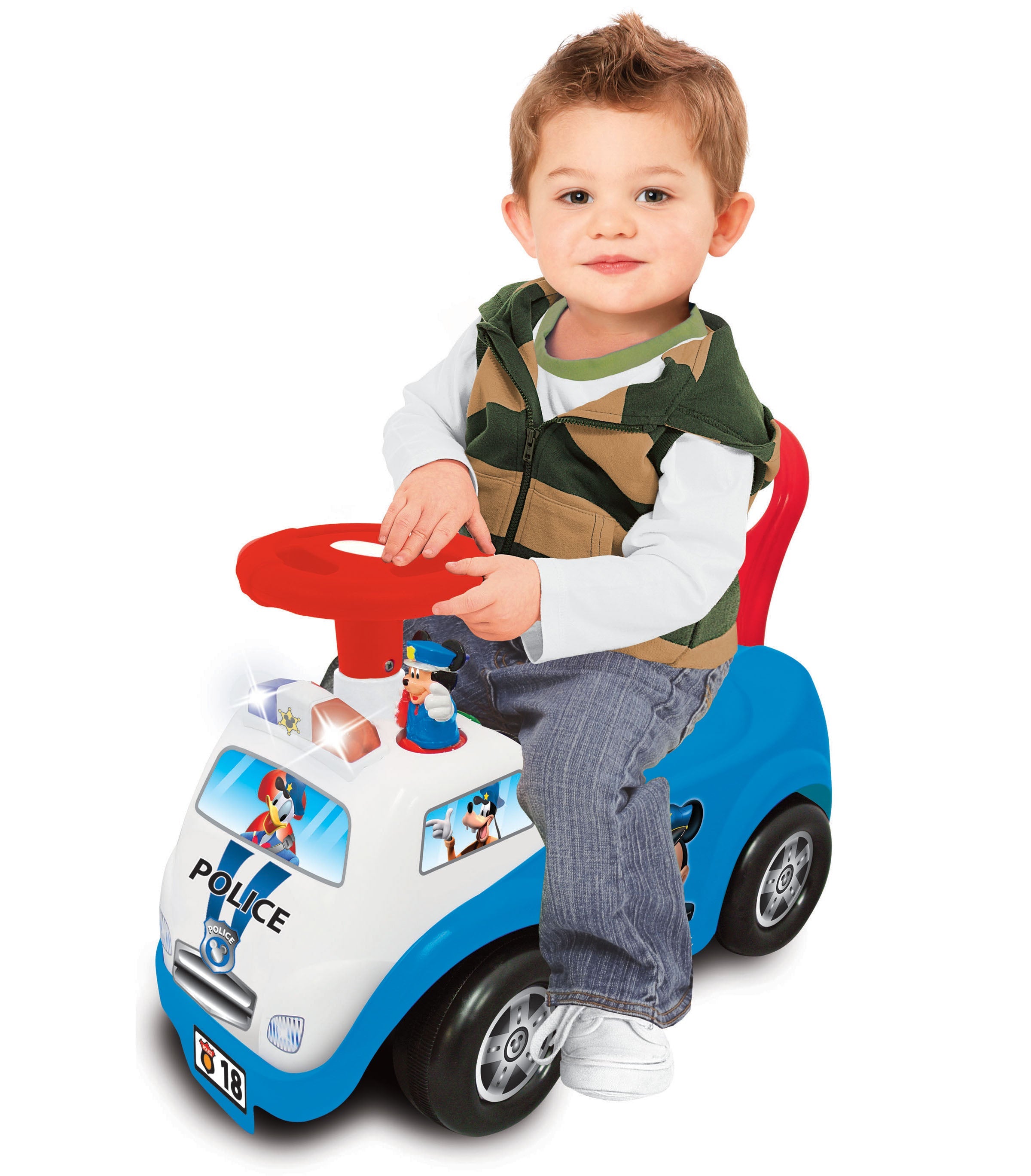  Kiddieland Kiddieland Disney Mickey Mouse My First Mickey Police Car Light & Sound Activity Ride-On - Multi - Bonton