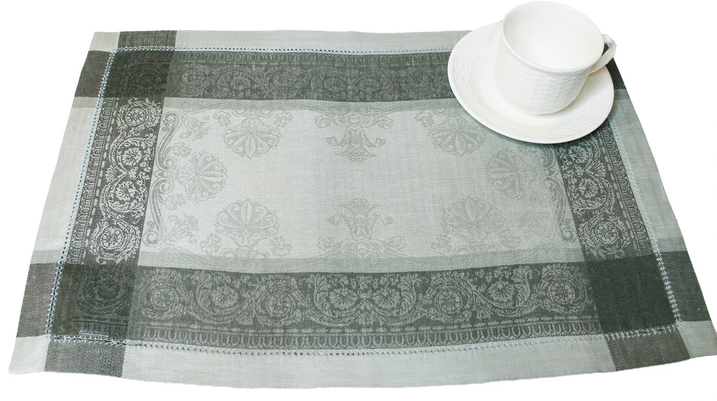  French Home French Home Linen Set of 6 Cleopatra Placemats - Shades of Grey - Default Title - Bonton