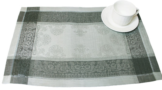 French Home Linen Set of 6 Cleopatra Placemats - Shades of Grey