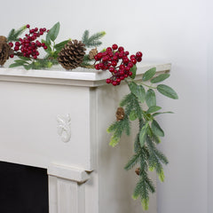 5' X 4.75" Pine Springs  Berries and Pine Cones Artificial Christmas Garland - Unlit