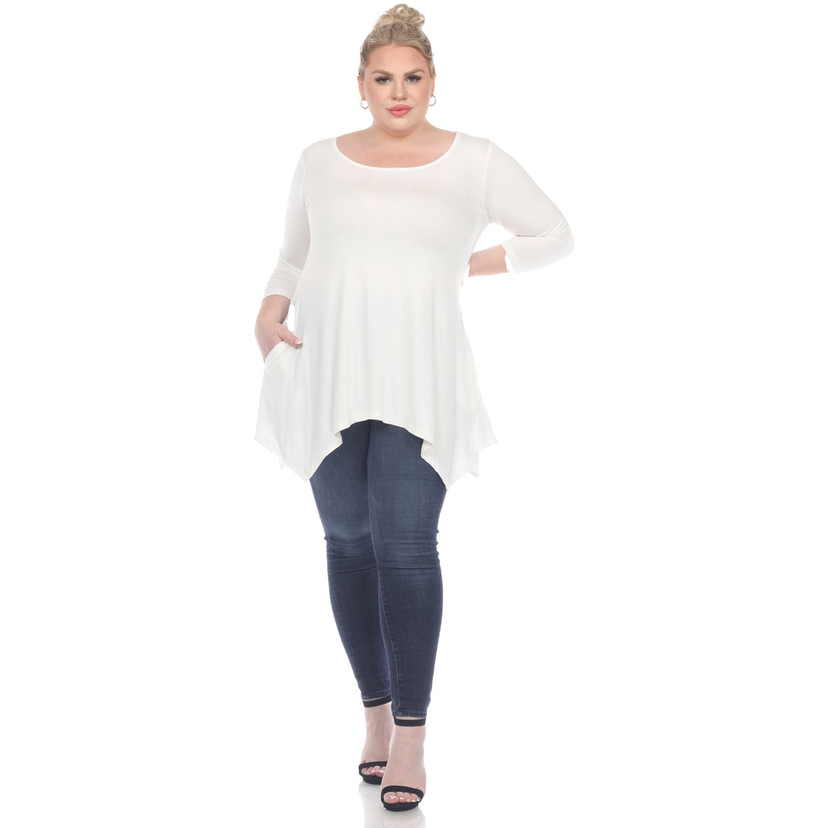  White Mark Plus Size Makayla Tunic Top - 1X - Bonton