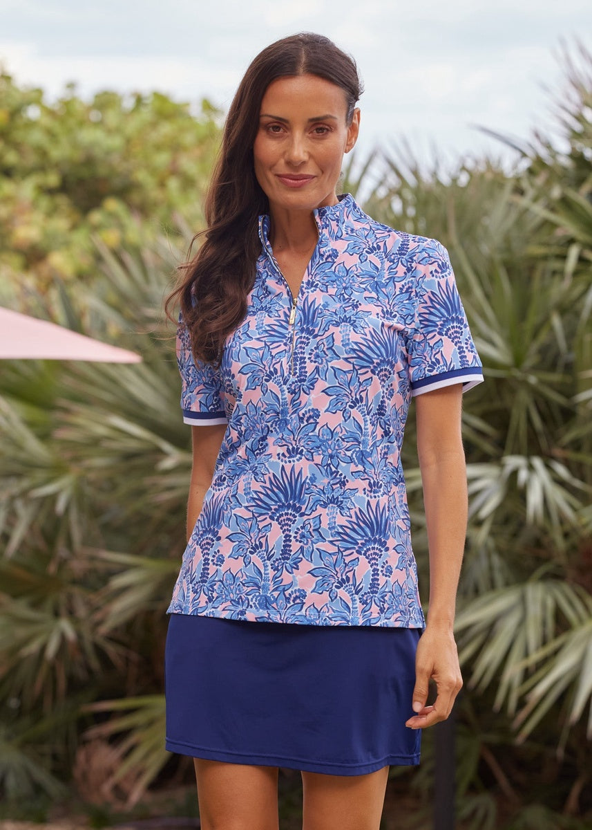  Cabana Life Palm Beach Short Sleeve Collared 1/4 Zip - XS - Bonton