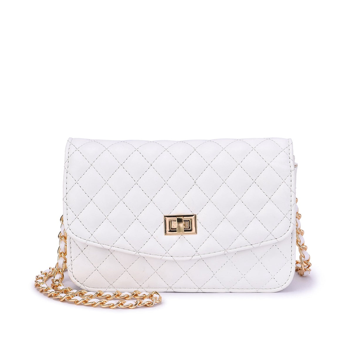  Mellow World Amanda Quilted Crossbody Clutch - White - Bonton