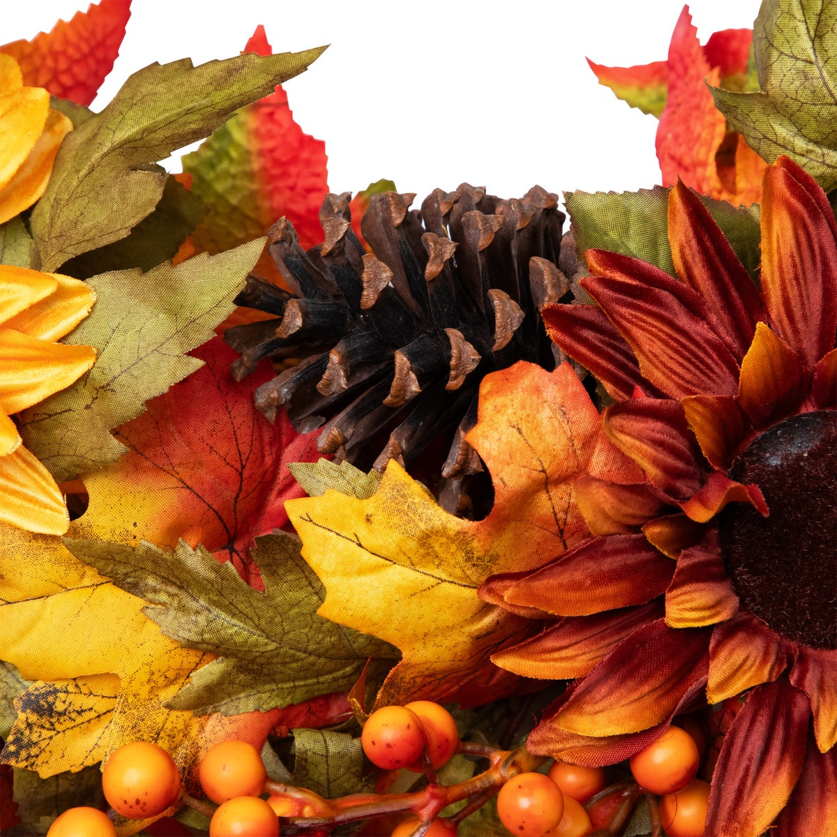  Northlight Sunflower and Pine Cone Artificial Thanksgiving Wreath - 24-Inch  Unlit - Default Title - Bonton