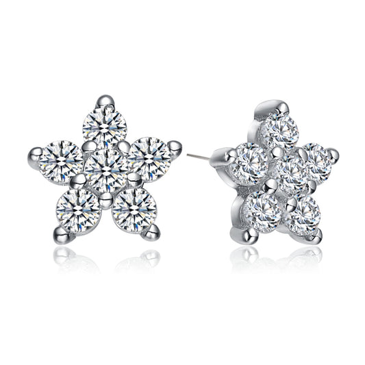 Star Shape Cubic Zirconia White Gold Plated Earrings