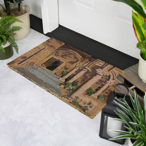 Natural Coir Brown and Green Italian Patio Design Doormat 18" X 30"