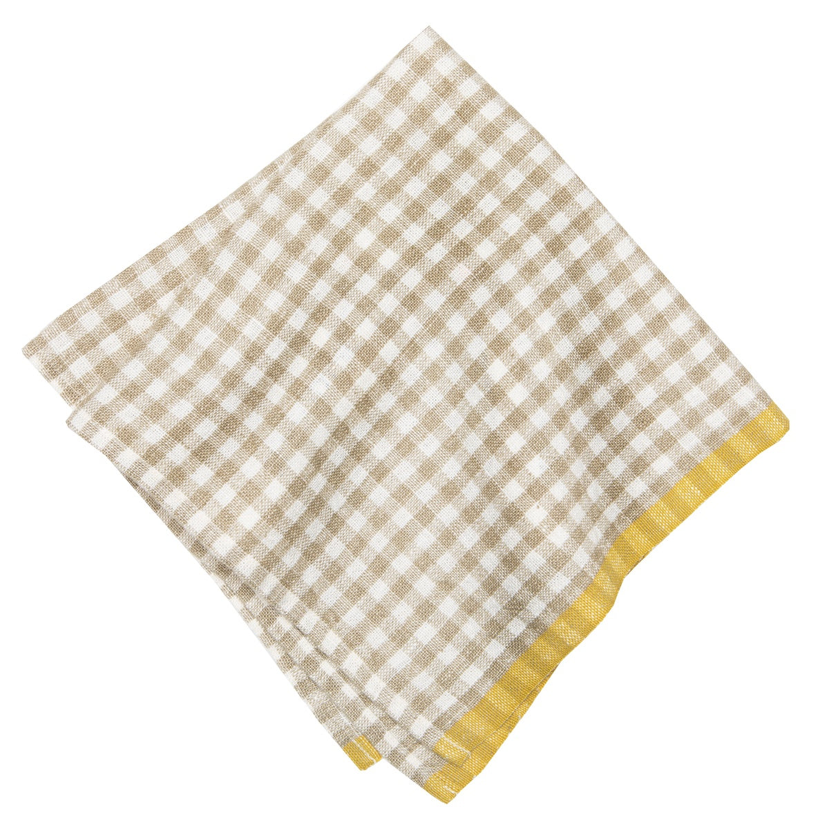  Caravan Two-Tone Gingham Napkins, Set of 4 - Natural & Dijon - Bonton