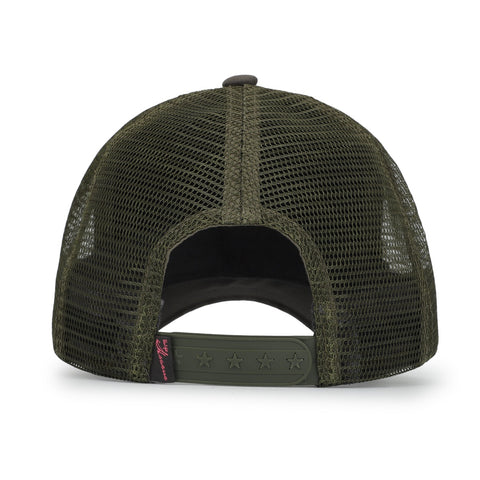Vintage Havana Trucker Hat for Women – Camo Canvas & Mesh Adjustable Cap With Neon Pink Star