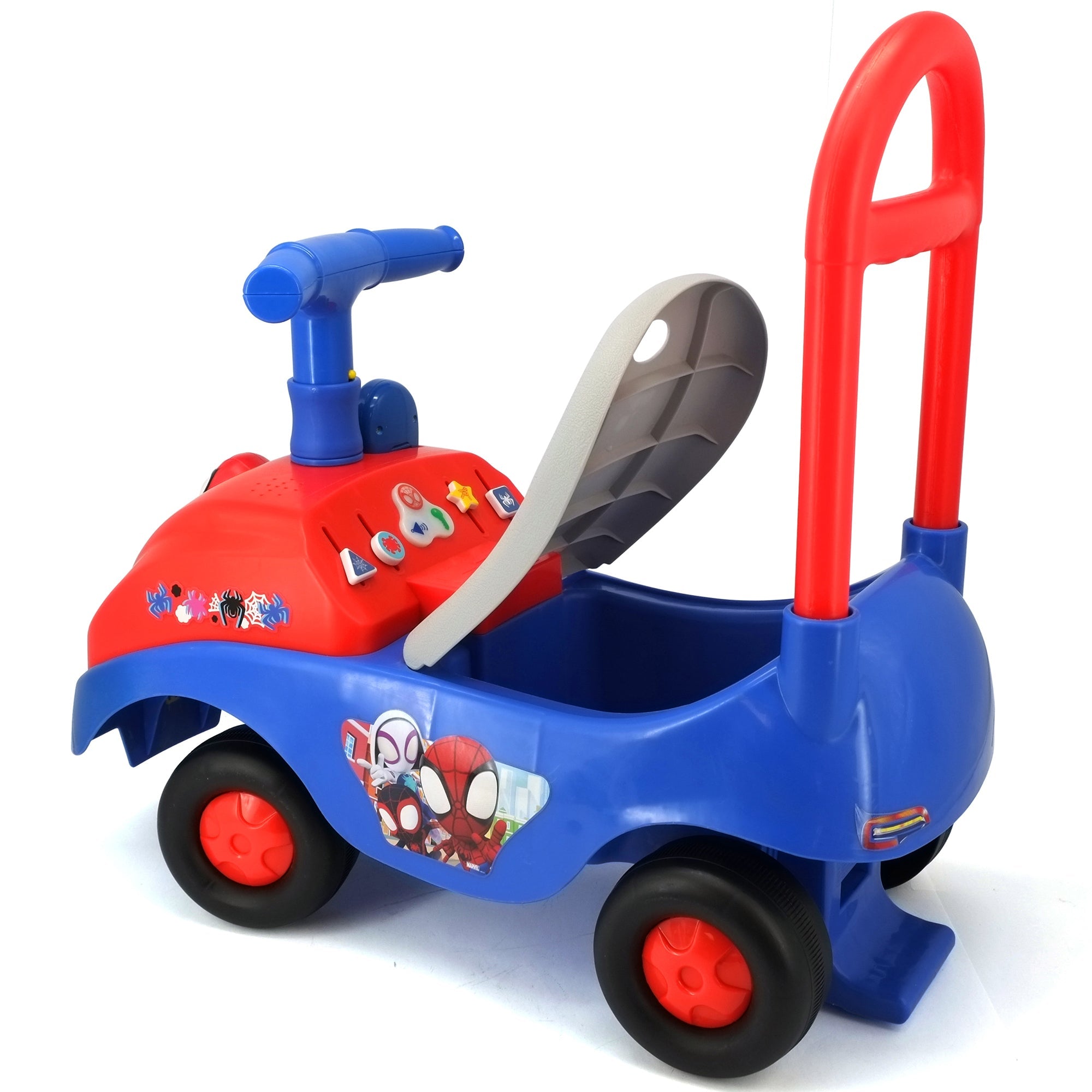  Kiddieland Kiddieland: Foldable Handle Ride-On - Spidey - Foot To Floor Vehicle, Spiderman, Interactive Dashboard & Sounds, Toy Phone, Toddlers & Kids 18-36mo - Multi - Bonton