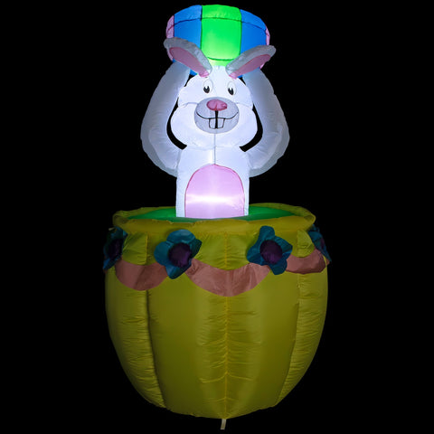 Lighted and Animated Inflatable Easter Bunny Basket Outdoor Decoration - 5.5' -