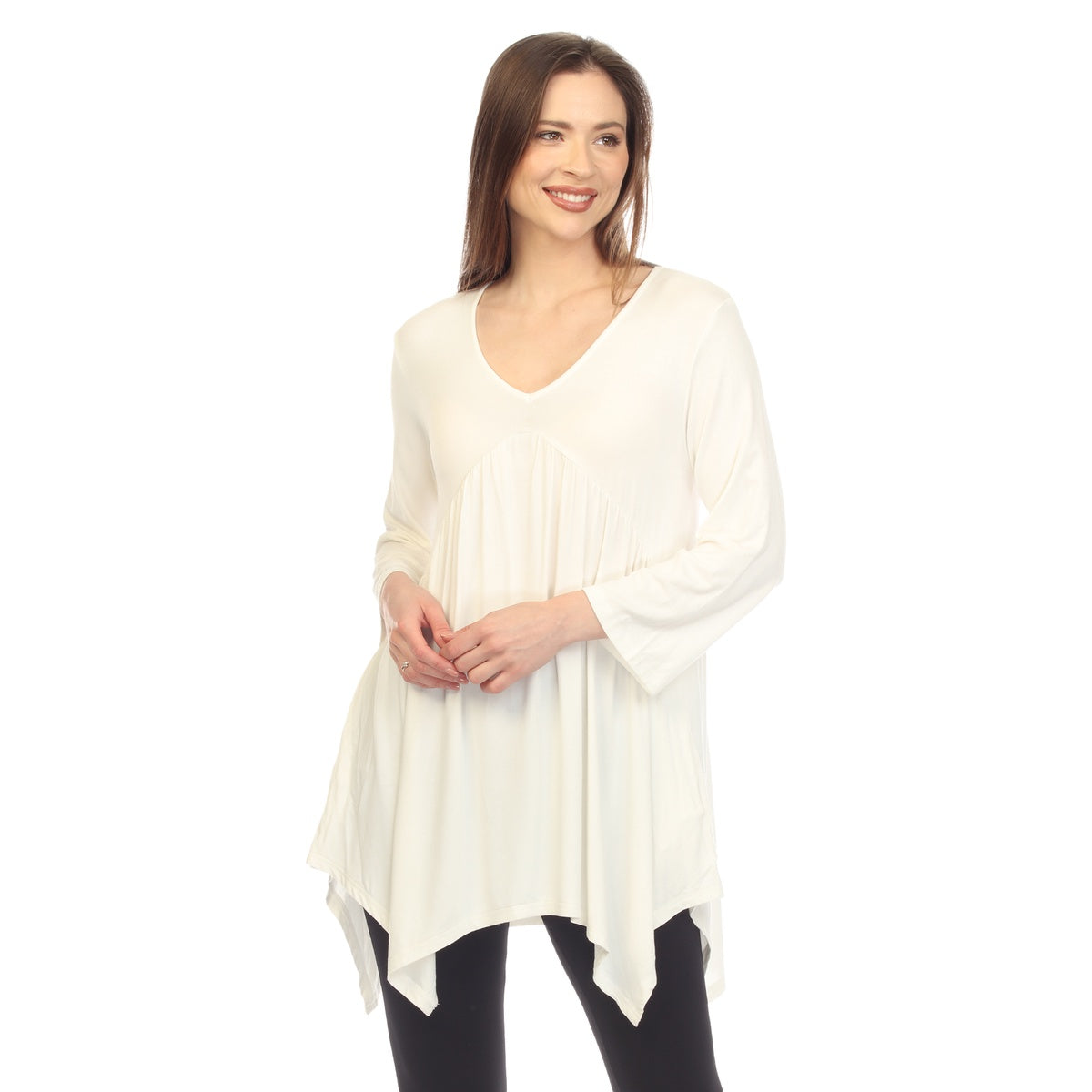  White Mark Women's Empire Waist V-Neck Tunic Top - S - Bonton